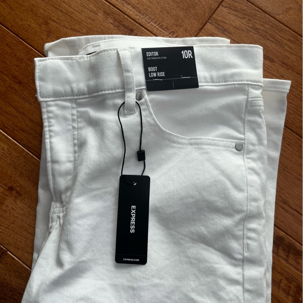 Express Boot Low Rise White Jeans